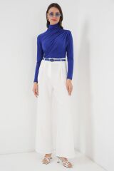 925 Büzgü Detaylı Sandy Bluz - Saks