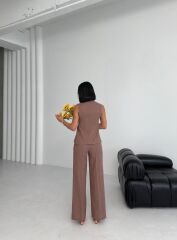 Ti̇na Asi̇metri̇k Keten Yelek Pantolon Takim