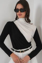 940 Büzgü Detaylı Sandy Bluz - Siyah