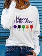 Kadın Uzun Kollu Bisiklet Yaka Baskılı Viskon Bluz