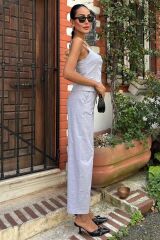 Kalın Askılı Bluz Pantolon Keten Takım 10187