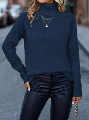 Kadın Uzun Kollu Balıkçı Yaka Triko Bluz