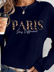 Kadın Uzun Kollu Bisiklet Yaka Desenli Viskon Iki Iplik Bluz