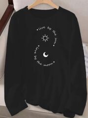 Kadın Uzun Kollu Bisiklet Yaka Desenli Viskon Bluz