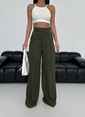 Üç Düğme Detayli Palazzo Pantolon