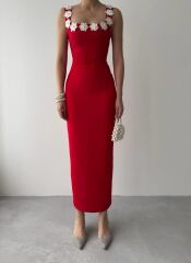 Mıng Çiçek Detaylı Elbise