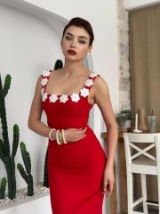 Mıng Çiçek Detaylı Elbise