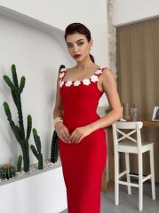 Mıng Çiçek Detaylı Elbise