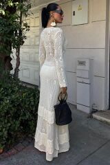 Düğme Detaylı Ve Kat Etekli Etnik Elbise 2859