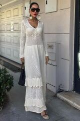 Düğme Detaylı Ve Kat Etekli Etnik Elbise 2859