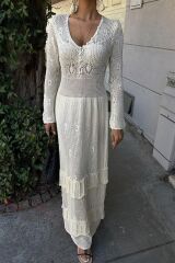 Düğme Detaylı Ve Kat Etekli Etnik Elbise 2859