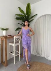 Ples Yırtmaç Detaylı Elbise