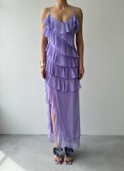 Ples Yırtmaç Detaylı Elbise