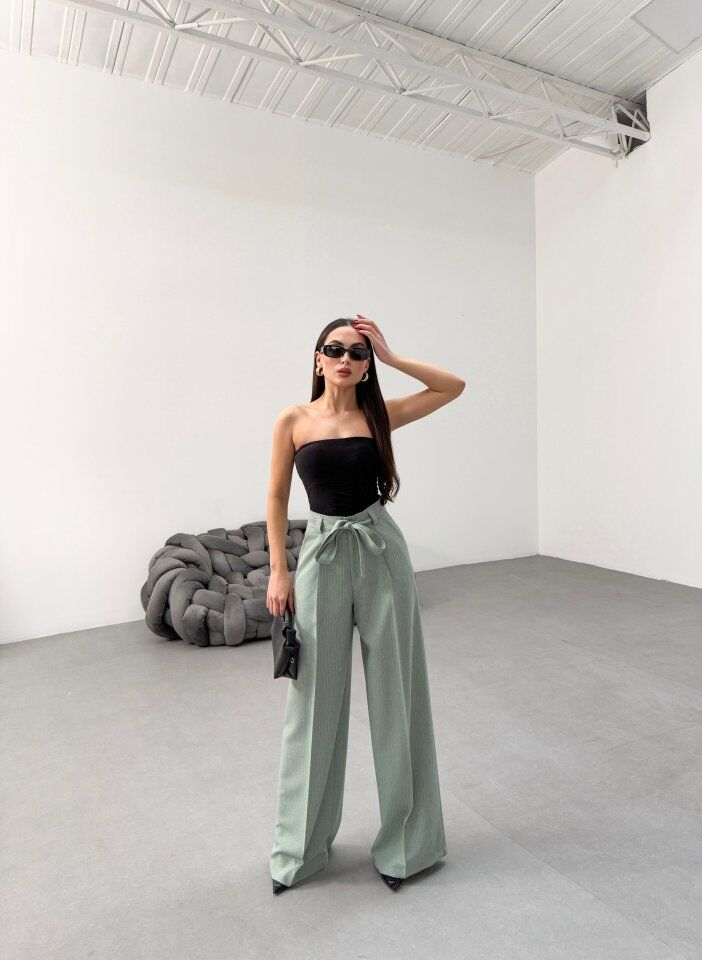 Sante Çi̇zgi̇li̇ Bel Kuşakli Palazzo Pantolon