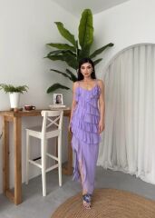 Ples Yırtmaç Detaylı Elbise