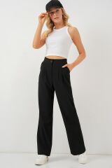 6638 Yüksek Bel Palazzo Pantolon - D. Siyah