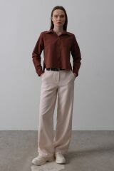 Kemerli Palazzo Pantolon - Pudra