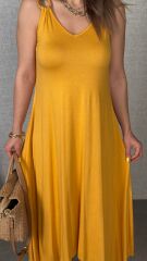 Kadın çan Dokuma Kumaş V Yaka Asimetrik Kesim Elbise