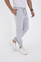Unisex Kışlık Üç İplik Lastikli Eşofman Pantolon - Gri