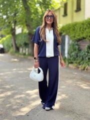 Kadın Modal Kumaş Yakası Fermuarlı şerit Detaylı Takım