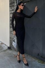 Taş İşlemeli Premium Tül Elbise 2829