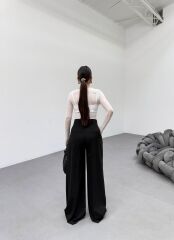 230 Gr Poly Viscose Full Lycra Pi̇leli̇ Palazzo Pantolon