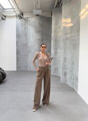 230 Gr Poly Viscose Full Lycra Pi̇leli̇ Palazzo Pantolon