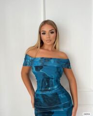 Kadın Madonna Yaka Tül Elbise