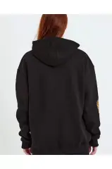Baskılı Kapüşonlu Sweatshirt - Siyah
