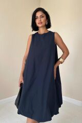 Lacivert Comfort Balon Elbise