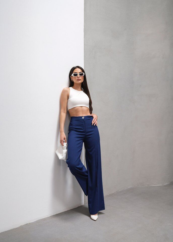 Yüksek Bel Straight Fit Palazzo Pantolon