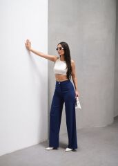 Yüksek Bel Straight Fit Palazzo Pantolon
