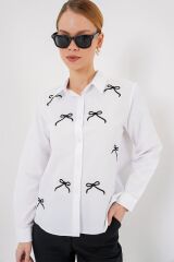 Fiyonk Detay Gömlek 20311 - Beyaz