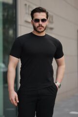 Erkek Kısa Kollu çizgi Kabartma Detaylı T-shirt