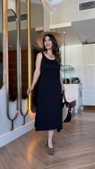 Kadın Askılı Yuvarlak Yakalı Viskon Elbise