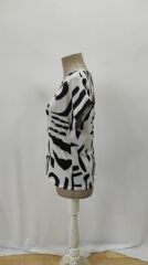 Kadın Kısa Kollu Yuvarlak Yaka Desenli Süprem Bluz