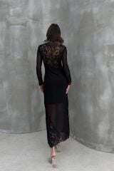 Almond Dantel Detaylı Tül Elbise 2659-8