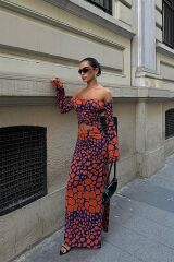 Pansy Cut Out Animal Desen Elbise 2678-8