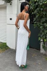 Askıları Ayarlanabilir Örme Dantel Elbise 2879