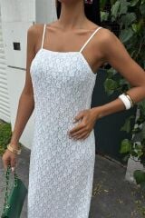 Askıları Ayarlanabilir Örme Dantel Elbise 2879