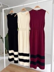 Etek Ucu Şerit Detaylı Triko Elbise 2831