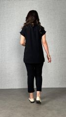 Kadın Kısa Kollu Yuvarlak Yaka Aerobin Bluz Ve Pantolon Ikili Takım