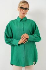 Çizgili Uzun Gömlek Tunik 5963 - Yeşil