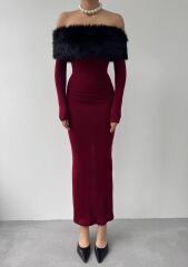 Bestia Straplez Tüy Detaylı Elbise