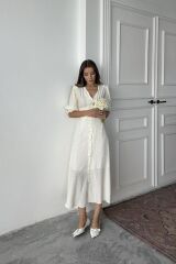 Sarı Arka Ve Bel Ucu Gipeli Elbise