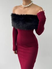 Bestia Straplez Tüy Detaylı Elbise