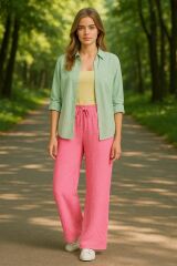 Kadın Beli Lastikli Pol Paça Pantolon