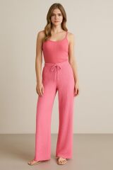 Kadın Beli Lastikli Pol Paça Pantolon