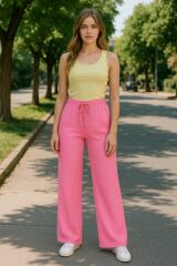 Kadın Beli Lastikli Pol Paça Pantolon