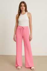 Kadın Beli Lastikli Pol Paça Pantolon